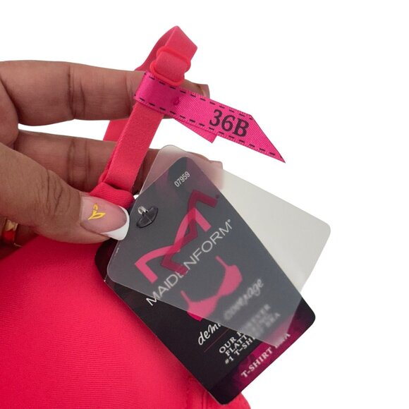 Maidenform Womens One Fab Fit T-Shirt Bra 36B Hot Pink Underwire Lightly Lined - Picture 4 of 10